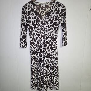 Y2K Vintage Pretty Young Thing Brown And White Paisley Midi Dress Size Small